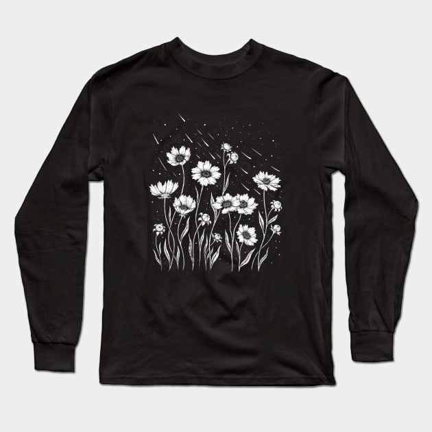 Midnight Golden Wave Long Sleeve T-Shirt by Episodic Drawing